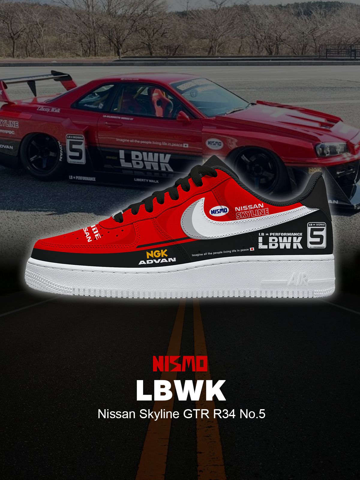 Skyline GTR R34 No 5 Custom Sneakers