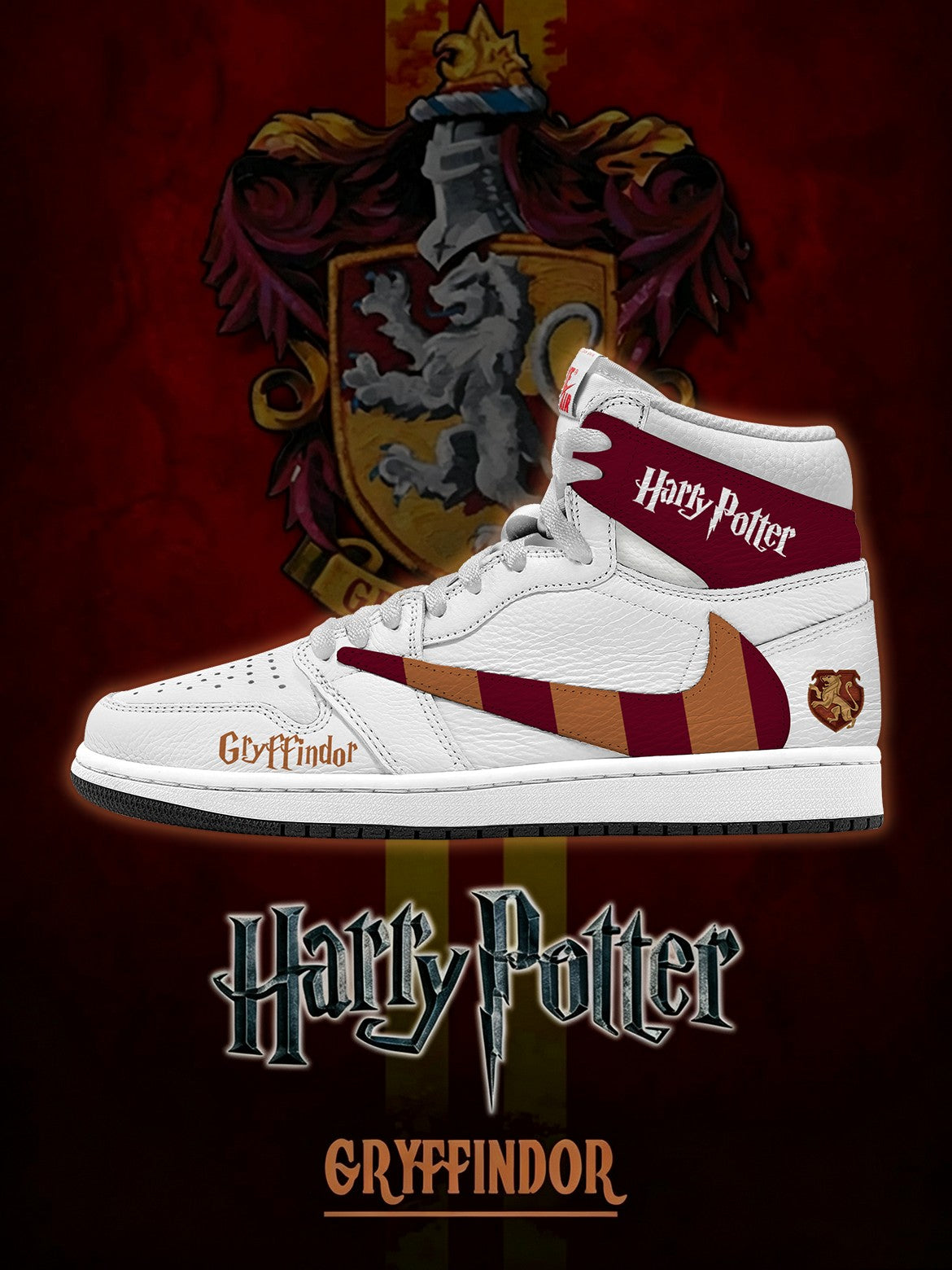 Hogwarts Gryffindor House White V.1 Custom TS High Sneakers
