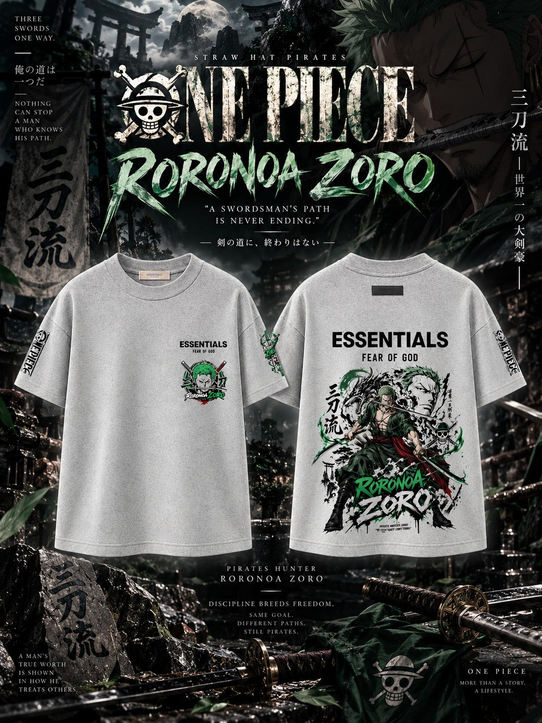 Roronoa Zoro V.1 Custom Ess. T-Shirt