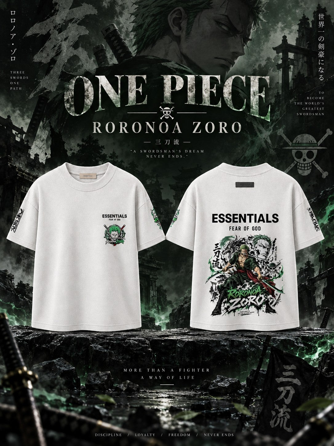 Roronoa Zoro V.1 Custom Ess. T-Shirt