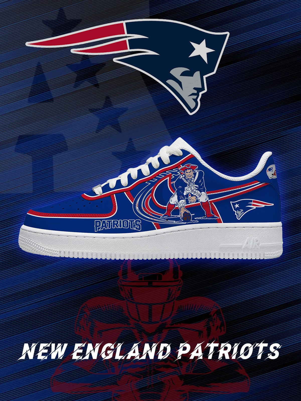 New England Football V.2 Custom Air-Style Sneakers