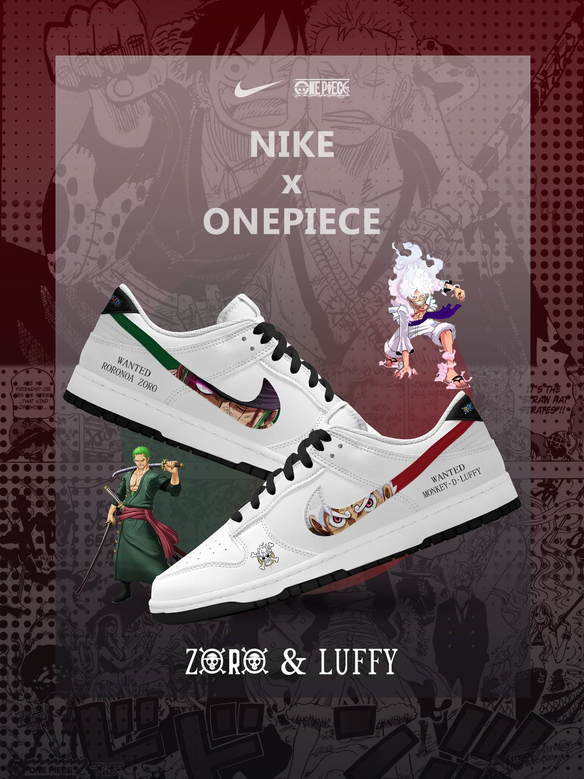 Luffy und Zoro V.1 Custom Court-Low Sneakers
