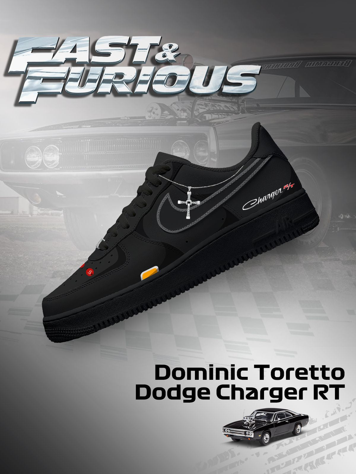 Dominic Toretto Charger RT Custom Sneakers