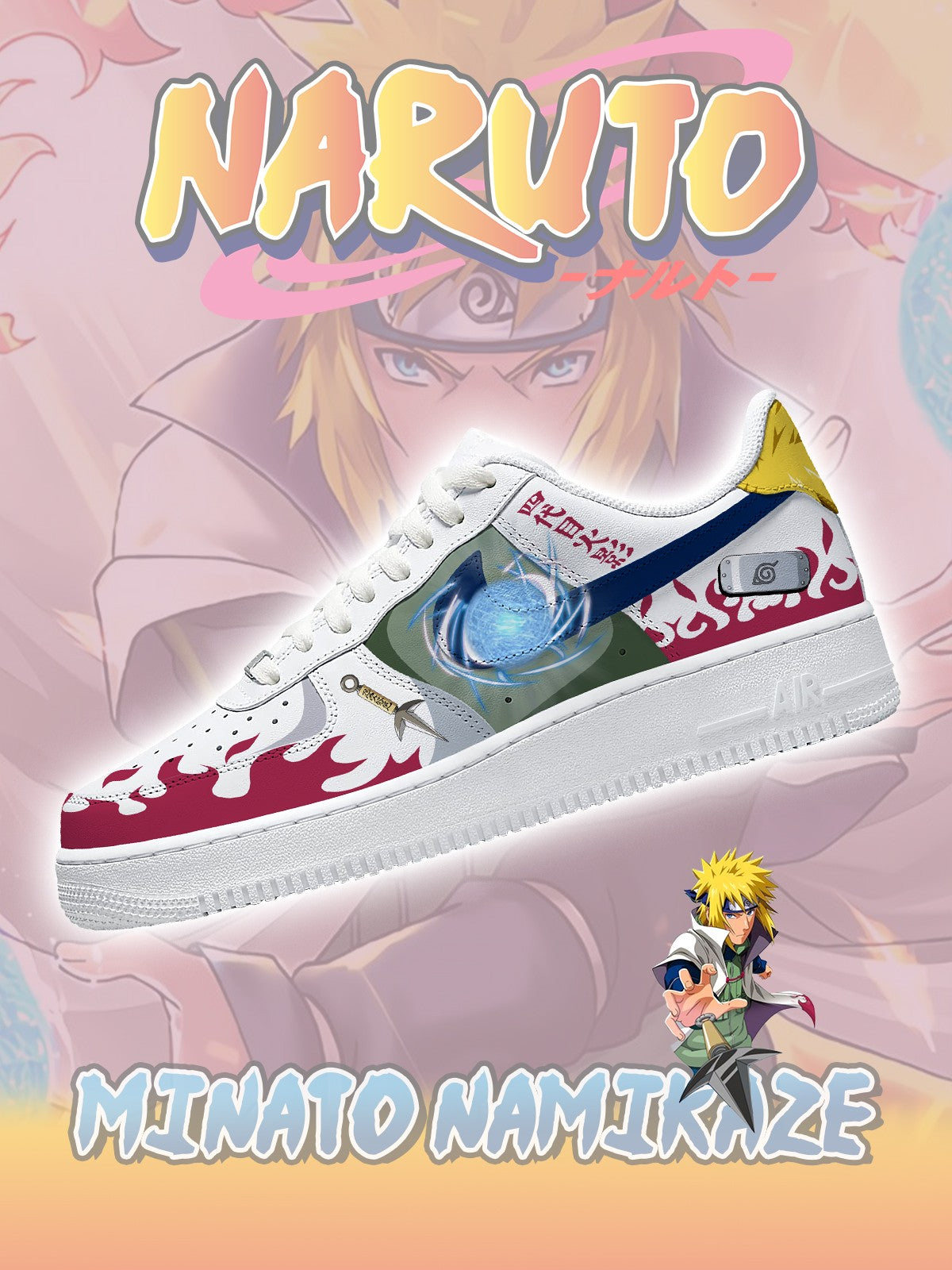 Maßgefertigte Sneaker des Vierten Hokage Minato Namikaze