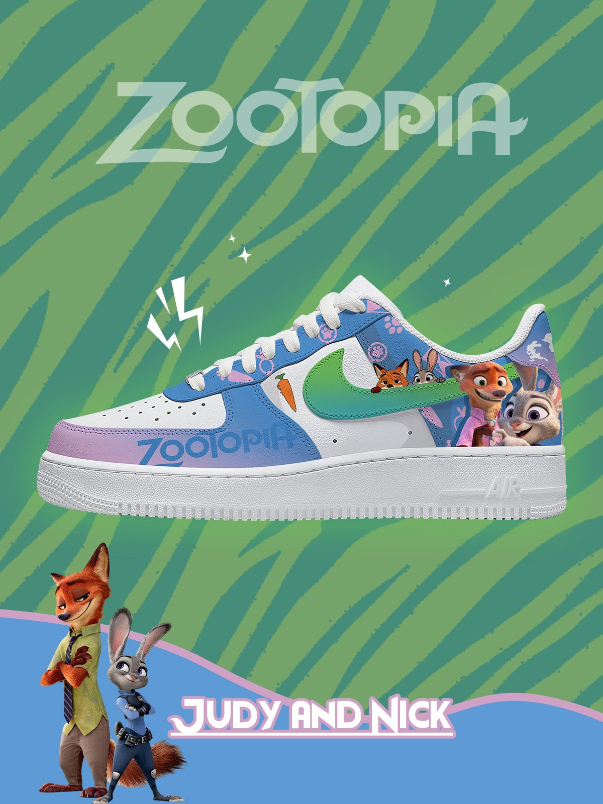 Judy Hopps Nick Wilde V.1 Custom Air-Style Sneakers