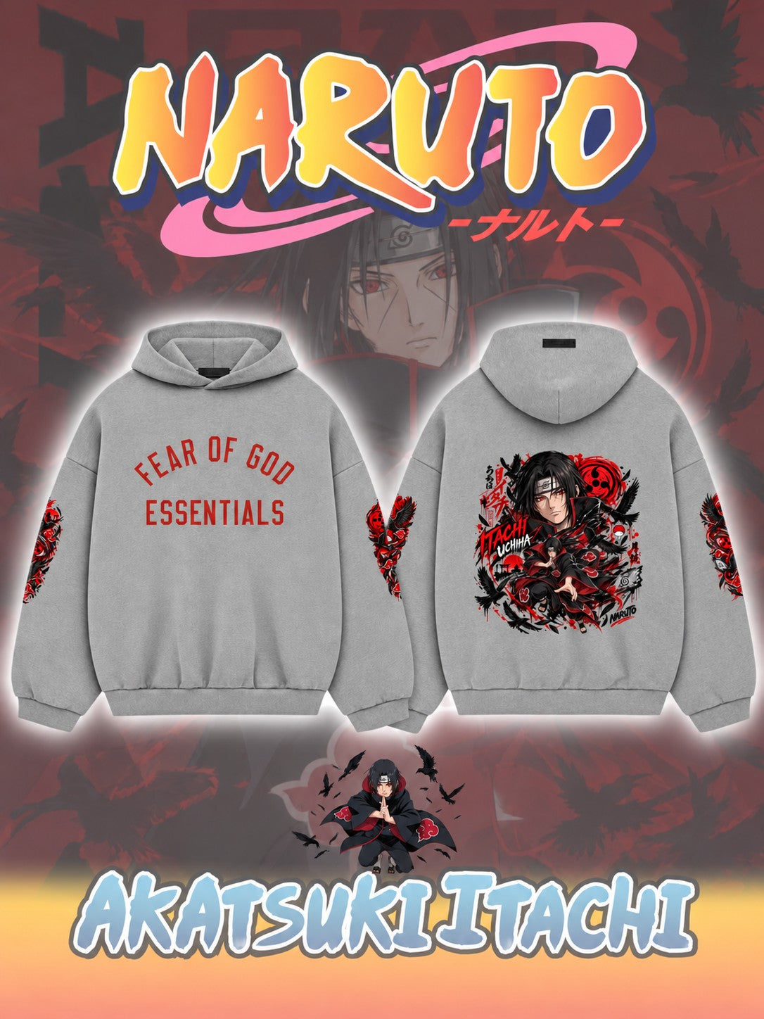 Akatsuki Itachi V.1 Custom Ess. Hoodie