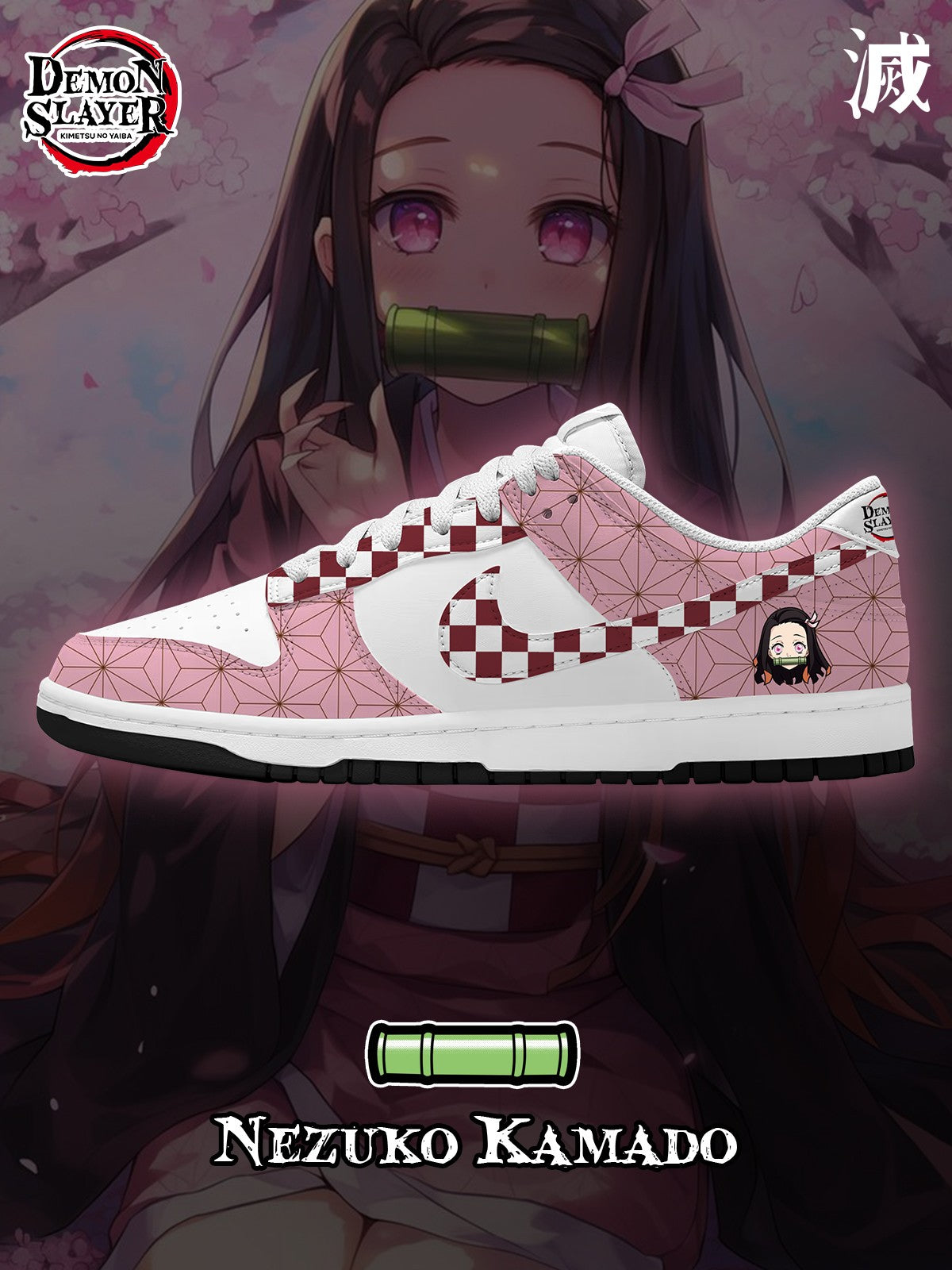 Nezuko Kamado V.2 Custom Court-Low Sneakers