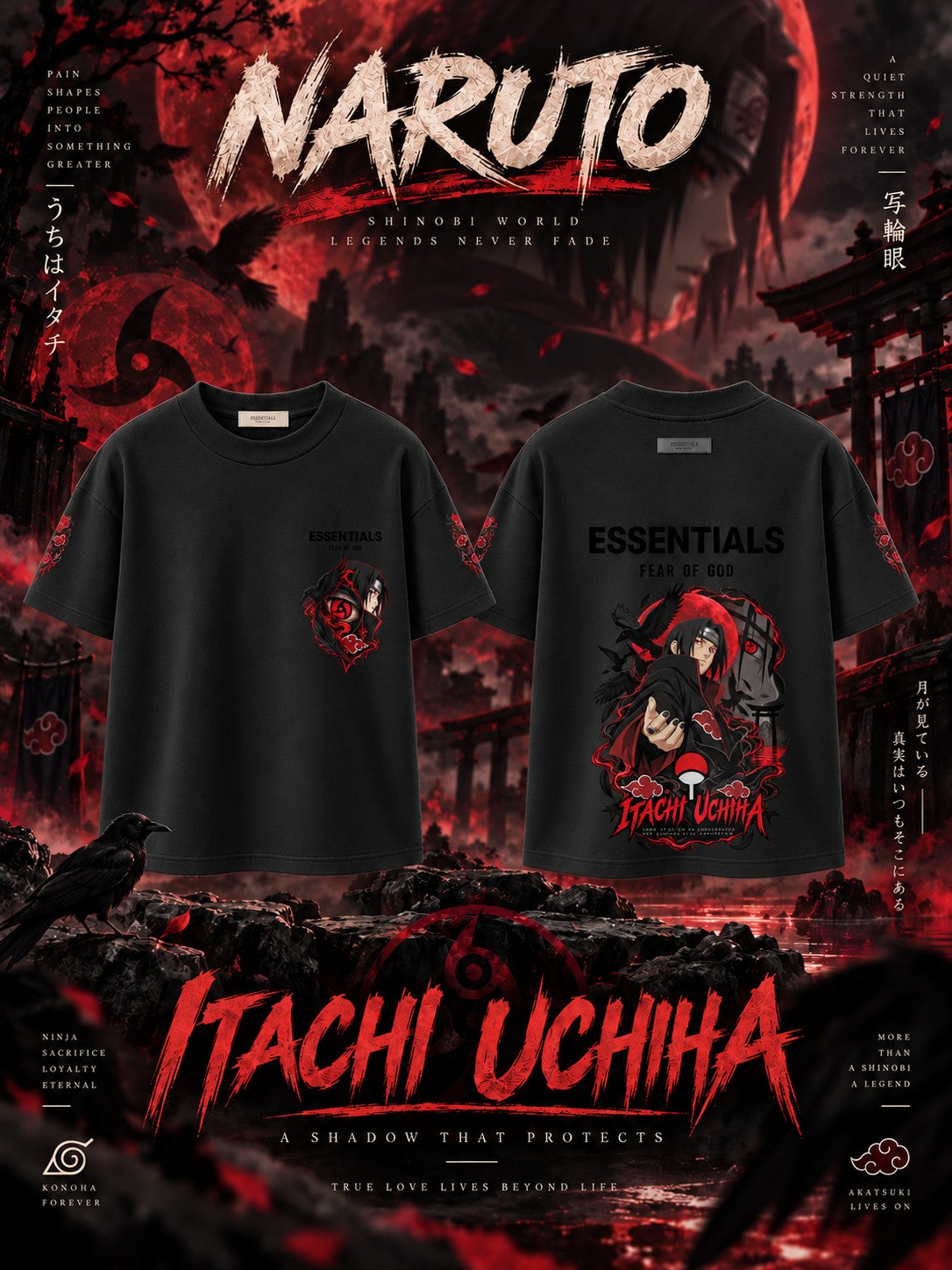 Itachi Uchiha V.1 Custom Ess. T-Shirt