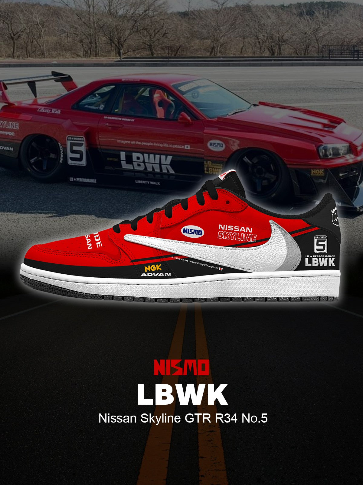 Skyline GTR R34 No.5 V.1 Custom TS Low Sneakers