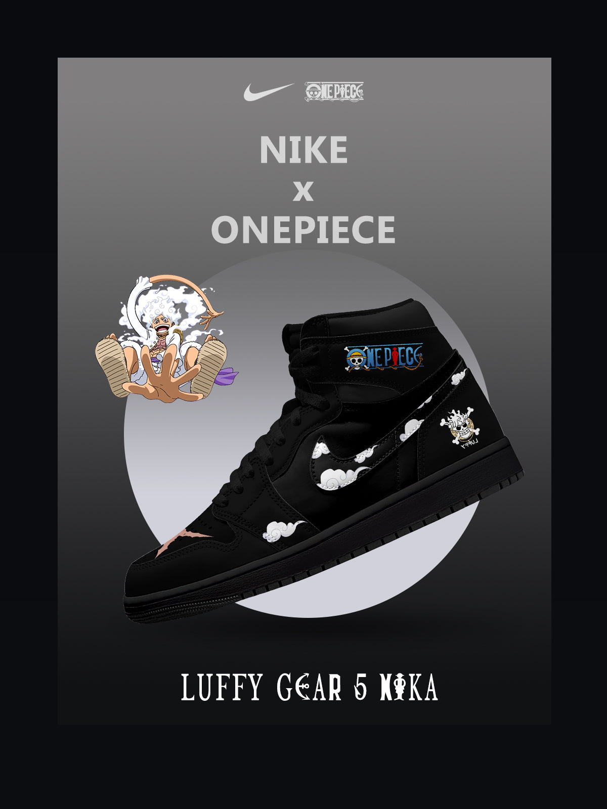 Luffy Gear 5 Nika V.1 Custom High-Top Sneakers