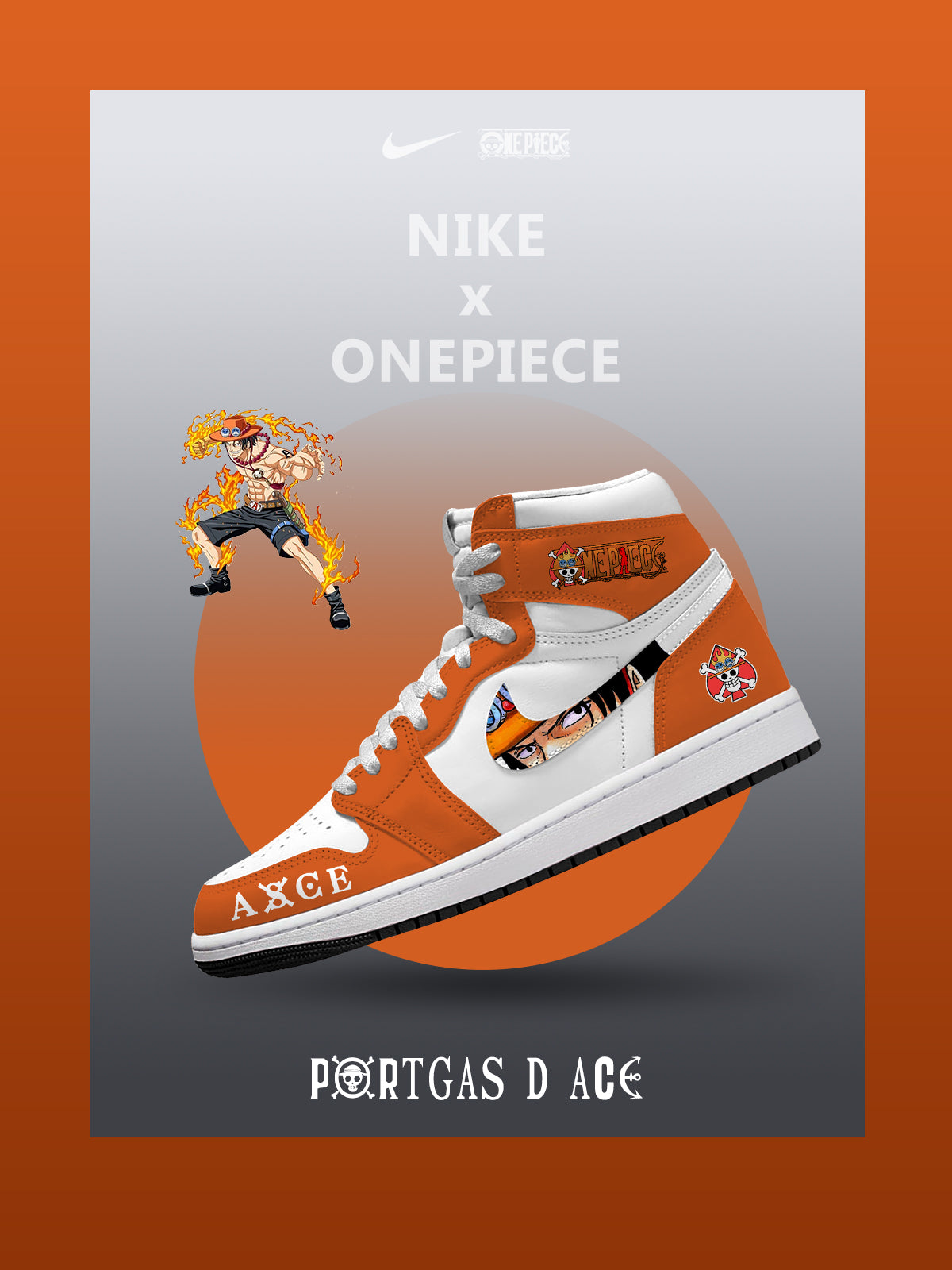 Portgas D Ace V.1 Custom High-Top Sneakers