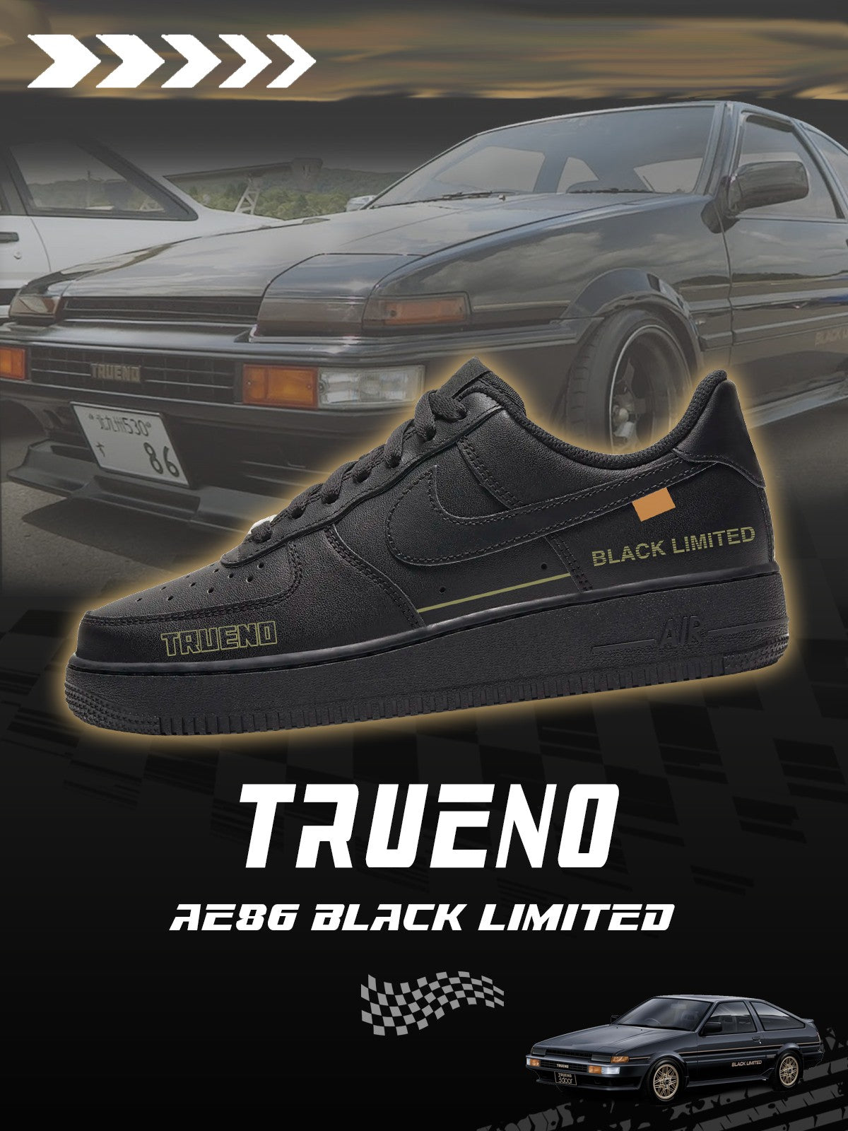 AE86 Trueno Black Limited V.1 Custom Sneakers