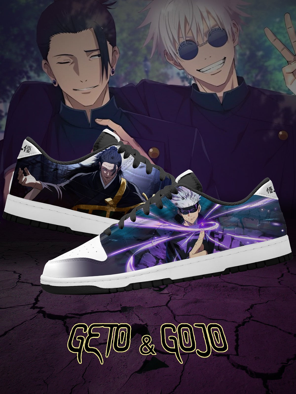Geto und Gojo V.1 Custom Court-Low Sneakers