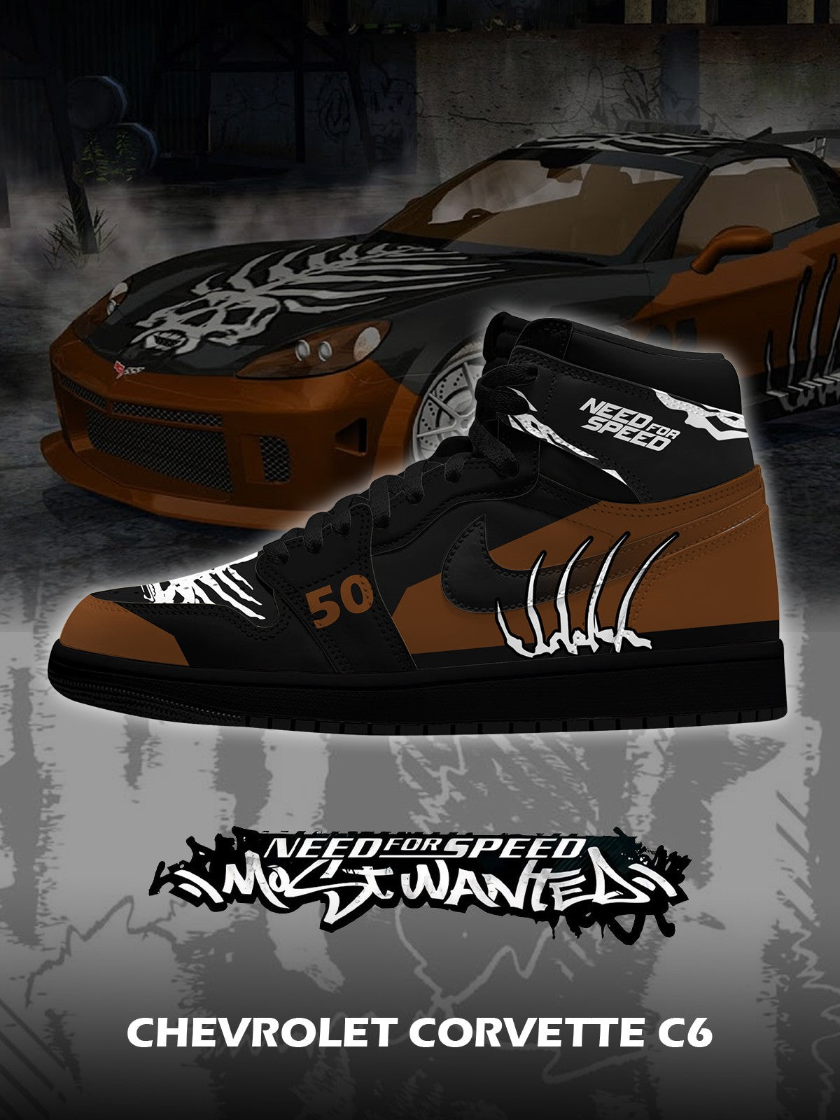 C.Corvette C6 V.1 Custom High-Top Sneakers
