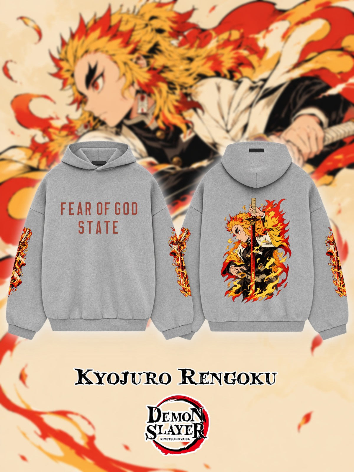 Kyojuro Rengoku V.1 Custom Ess. Hoodie