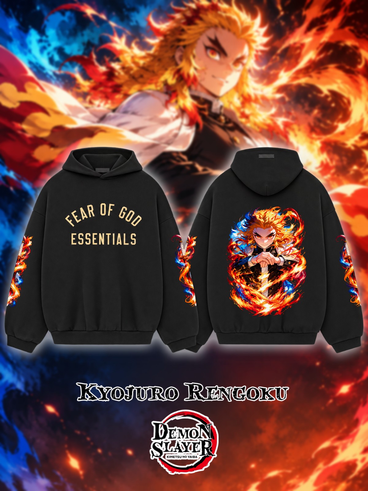 Kyojuro Rengoku V.2 Custom Ess. Hoodie
