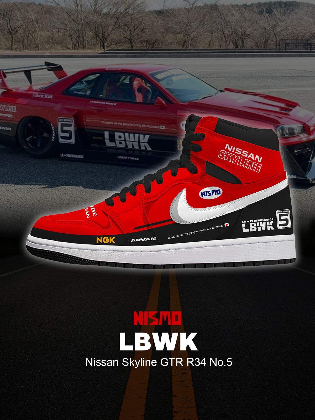 Skyline GTR R34 No.5 V.1 Custom High-Top Sneakers