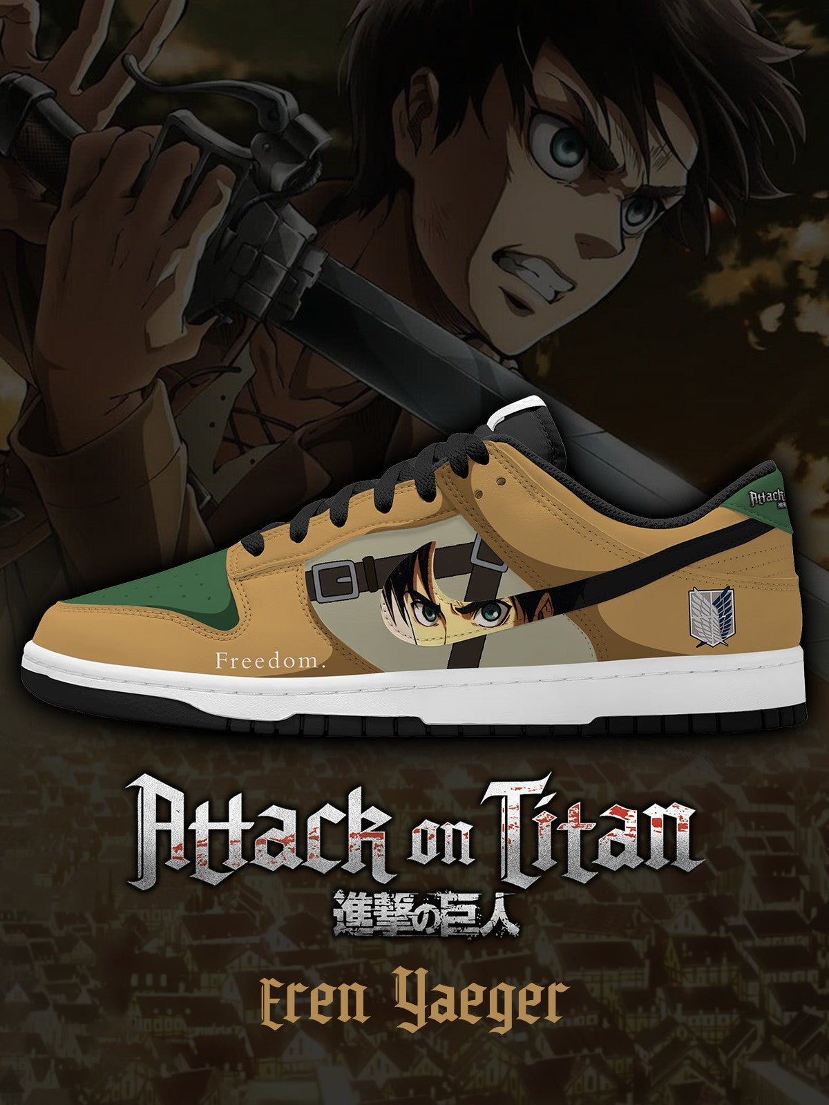 Eren Yeager V.1 Custom SB-Style Sneakers