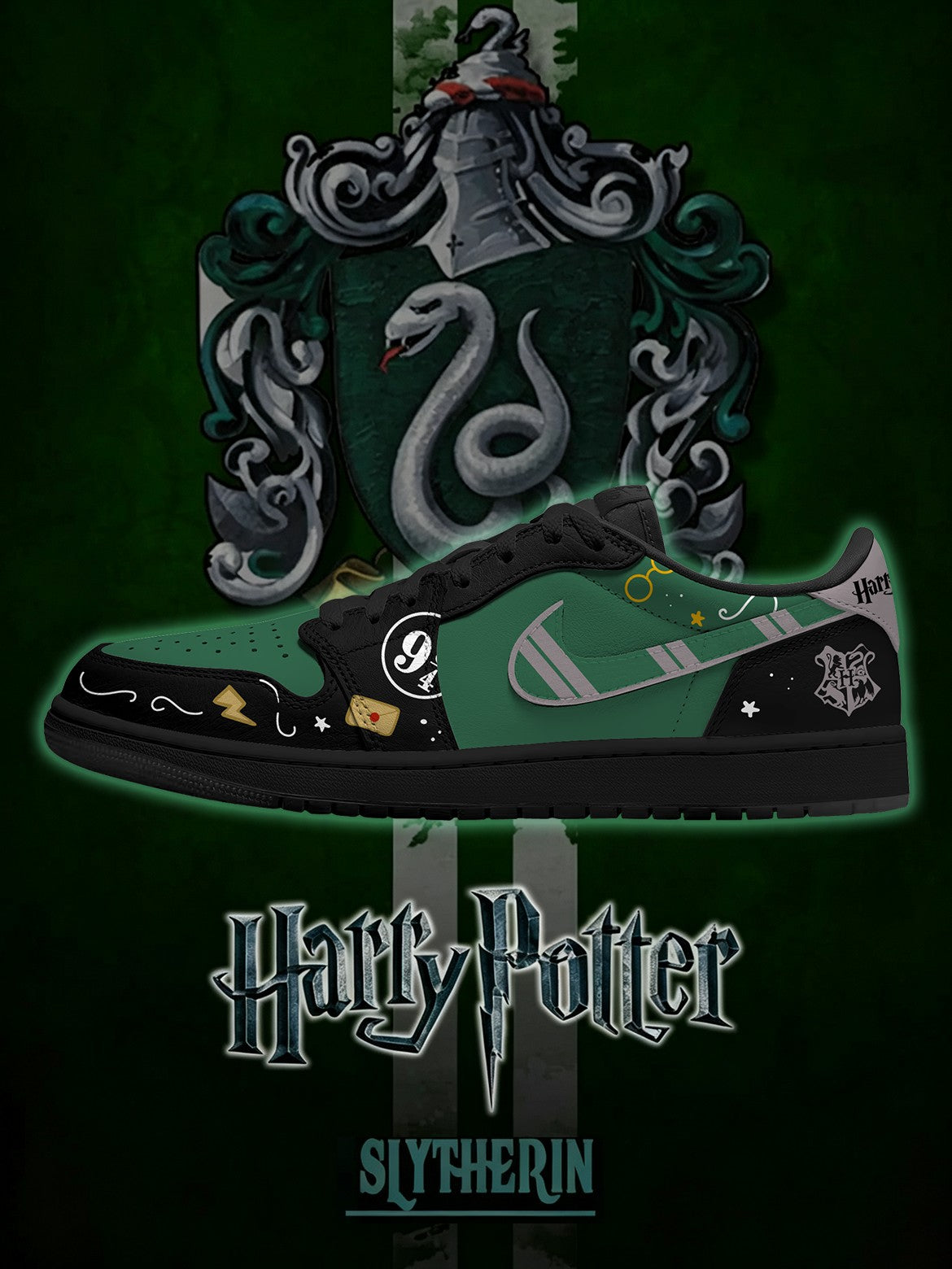 Hogwarts Slytherin House V.2 Custom Low-Top Court Sneakers