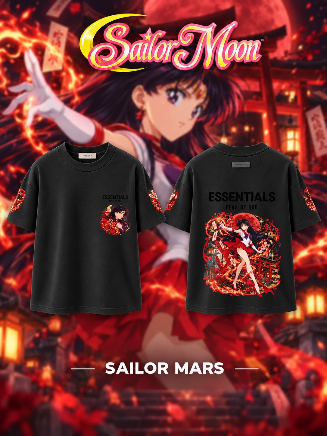 ‌Sailor Mars V.1 Custom Ess. T-Shirt