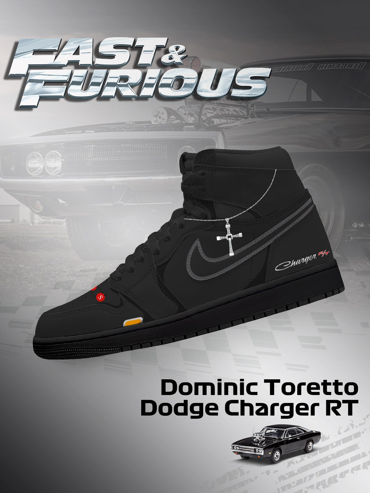 Dominic Toretto Charger RT V.1 Custom High-Top Sneakers