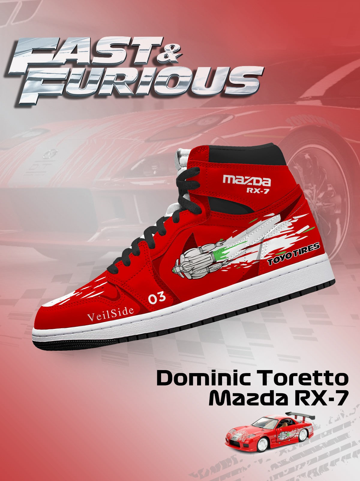 Dominic Toretto RX-7 V.1 Custom High-Top Sneakers
