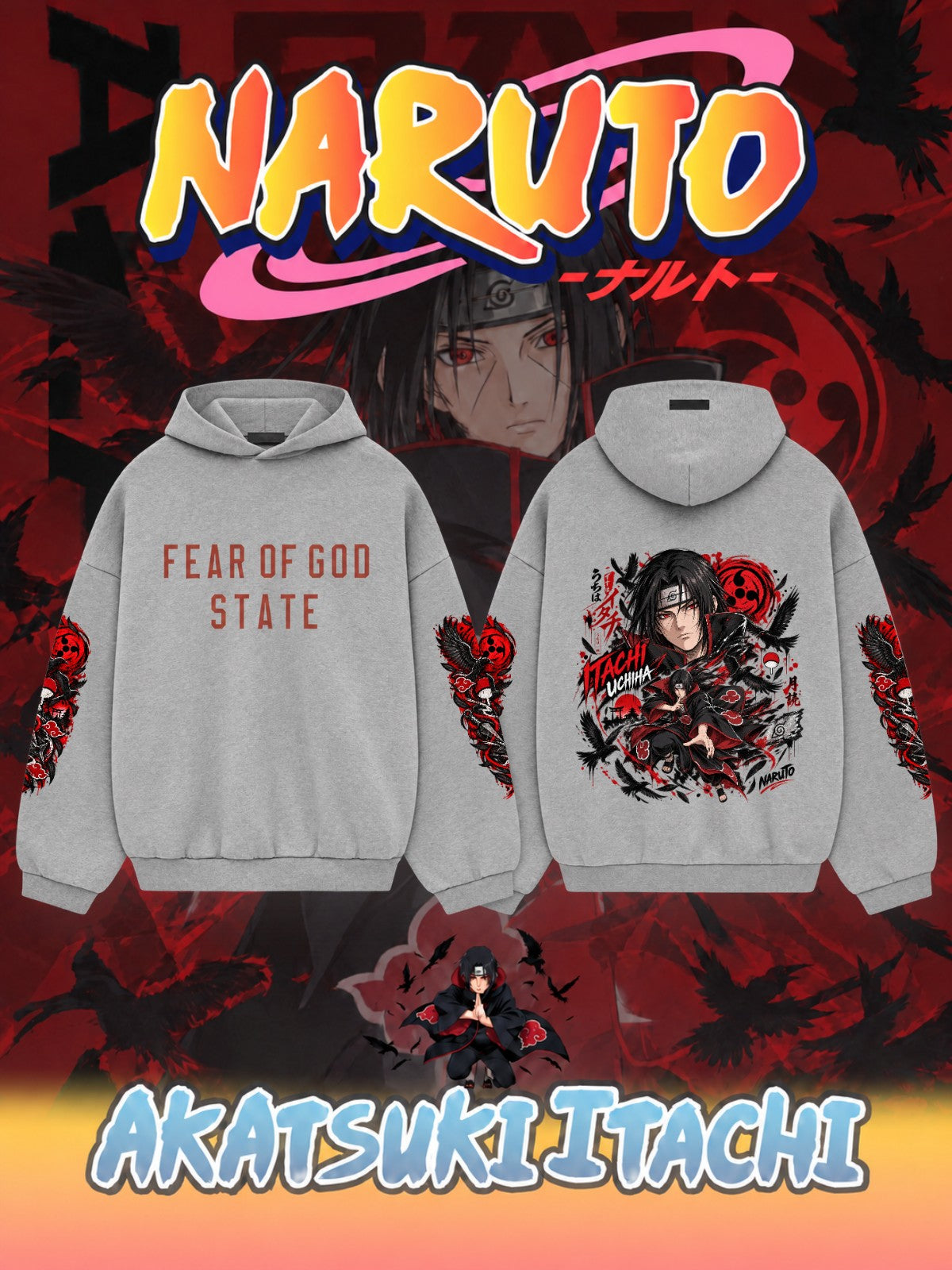 Akatsuki Itachi V.1 Custom Ess. Hoodie