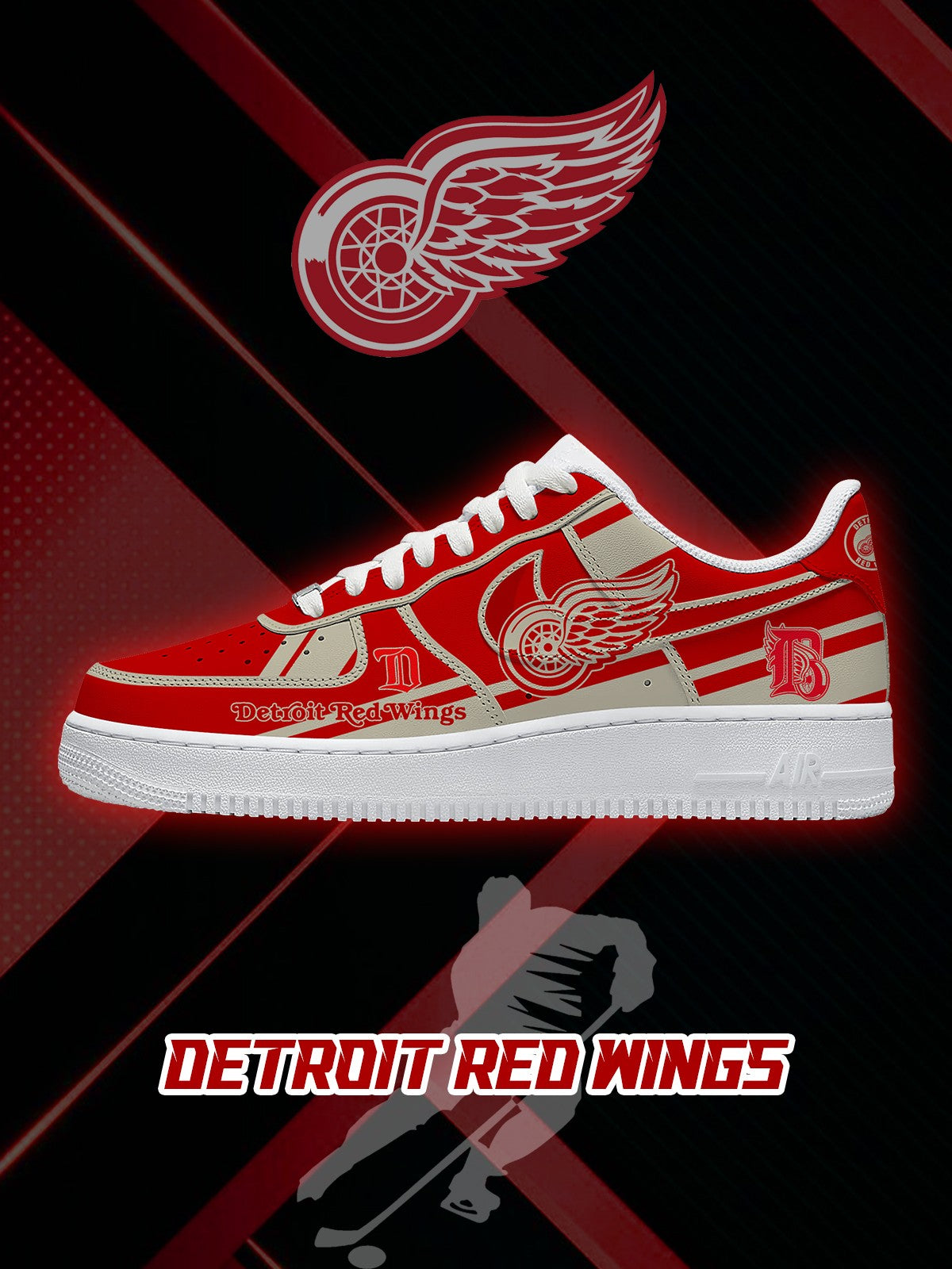 Detroit Hockey V.2 Custom Air-Style Sneakers